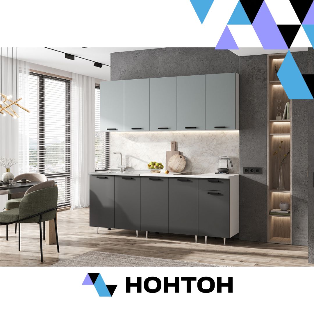 Кухня Бриз 2.0 м сумеречный голубой / графит