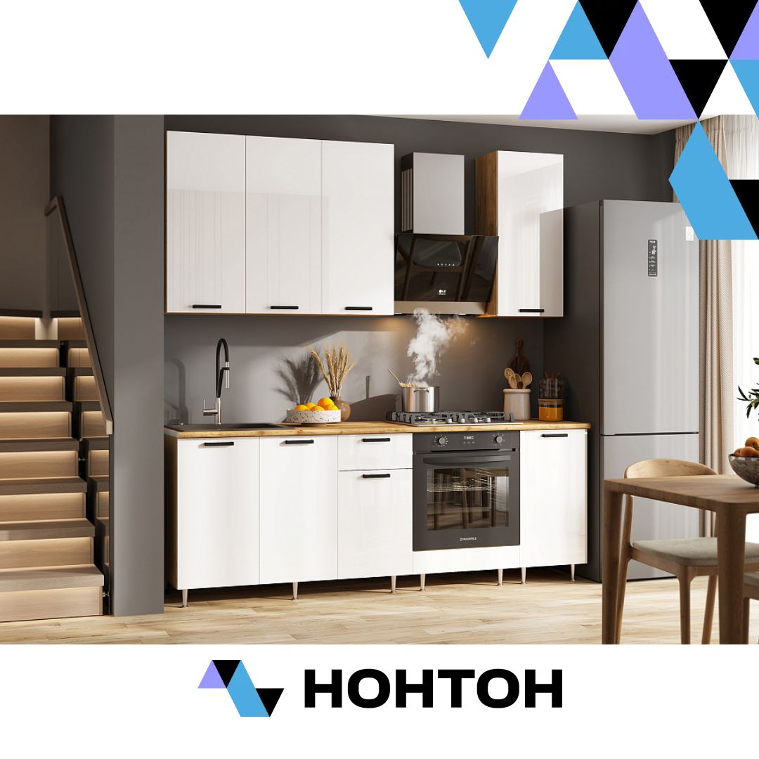 Кухня Рио New №2 2.2 м белый глянец