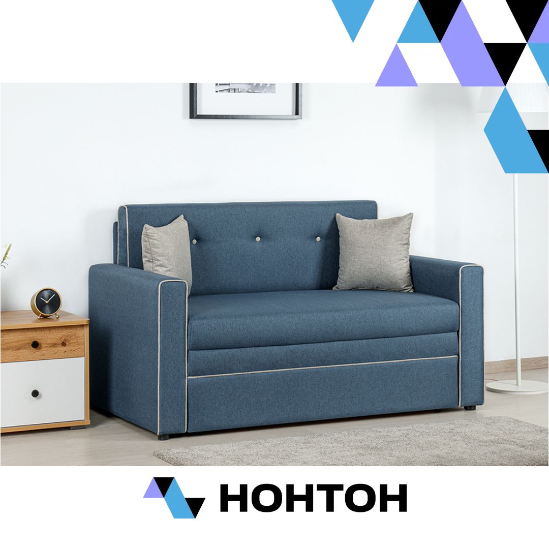 Диван выкатной Найс светло-синий / светло-серый