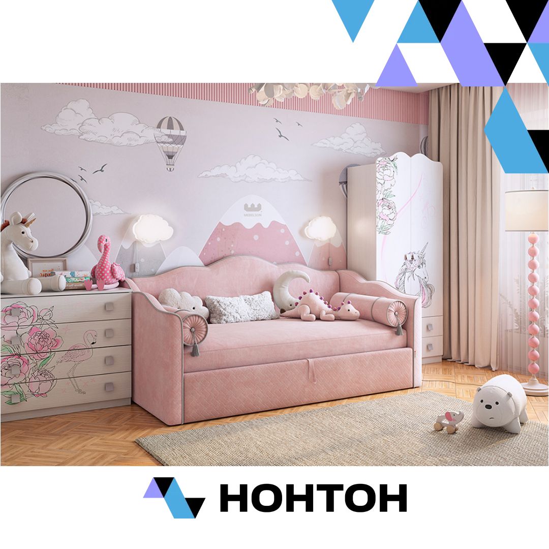 Софа Лея К1 велюр нежно-розовый / галька