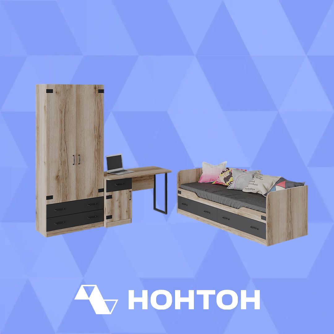Спальный гарнитур Окланд фон черный / дуб делано