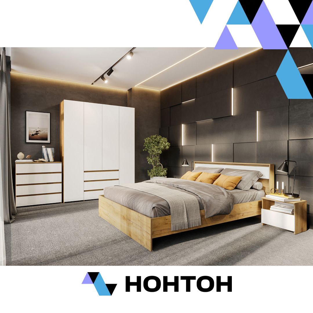 Спальня Некст 1 дуб золотой / белый