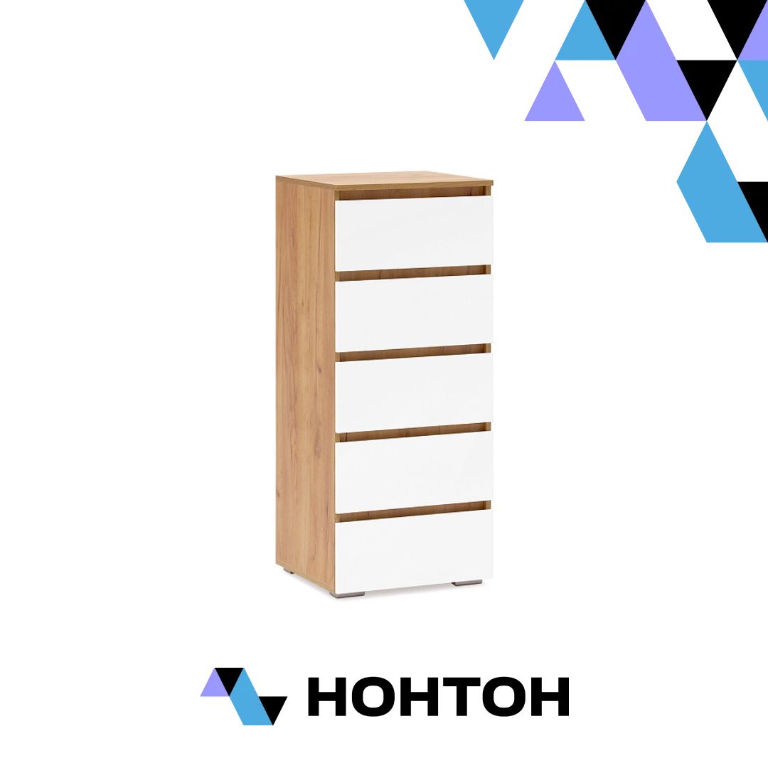 Комод с 5-ю ящиками Ирма дуб крафт золото / белый