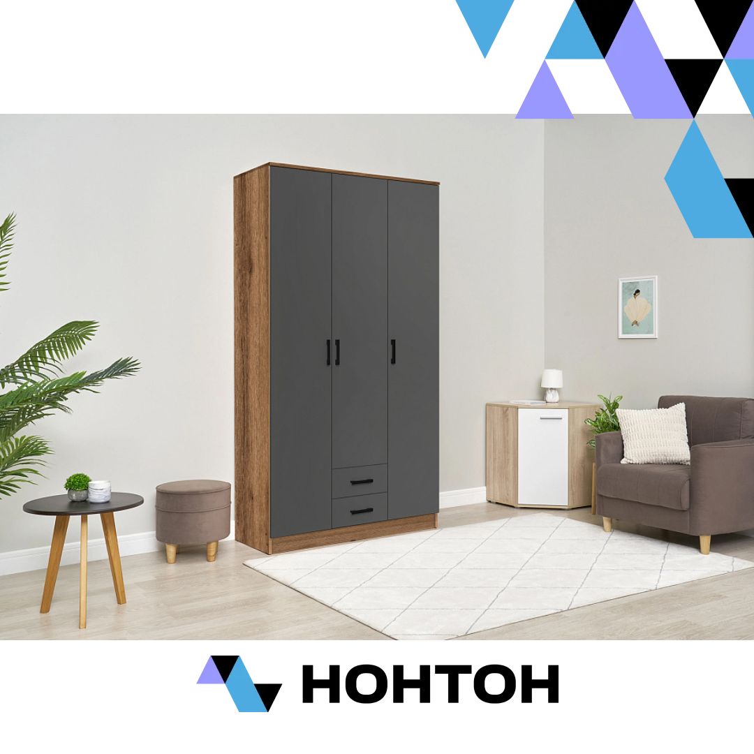 Шкаф Трио дуб делано / графит