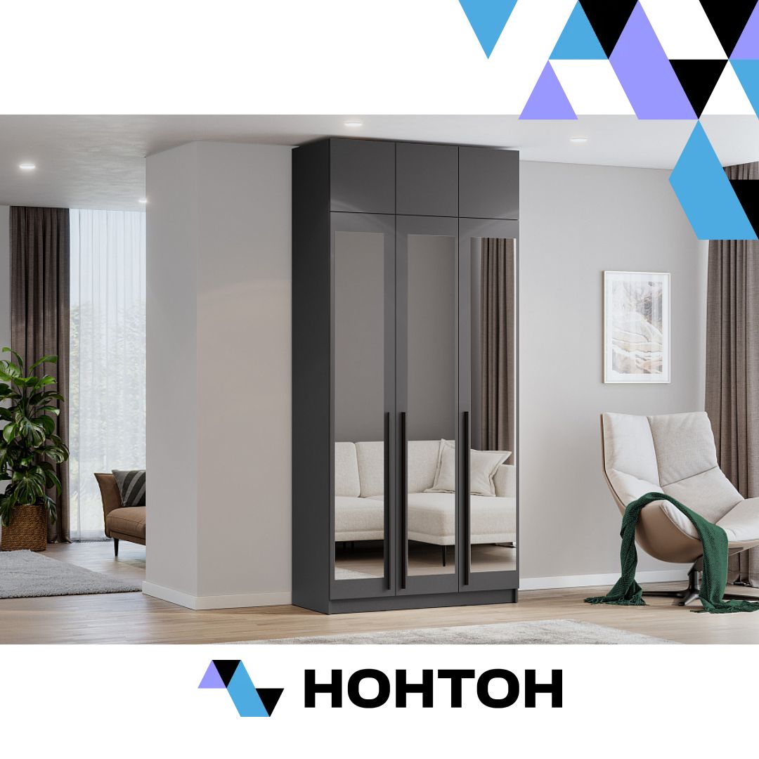 Шкаф Берген с антресолью серый графит