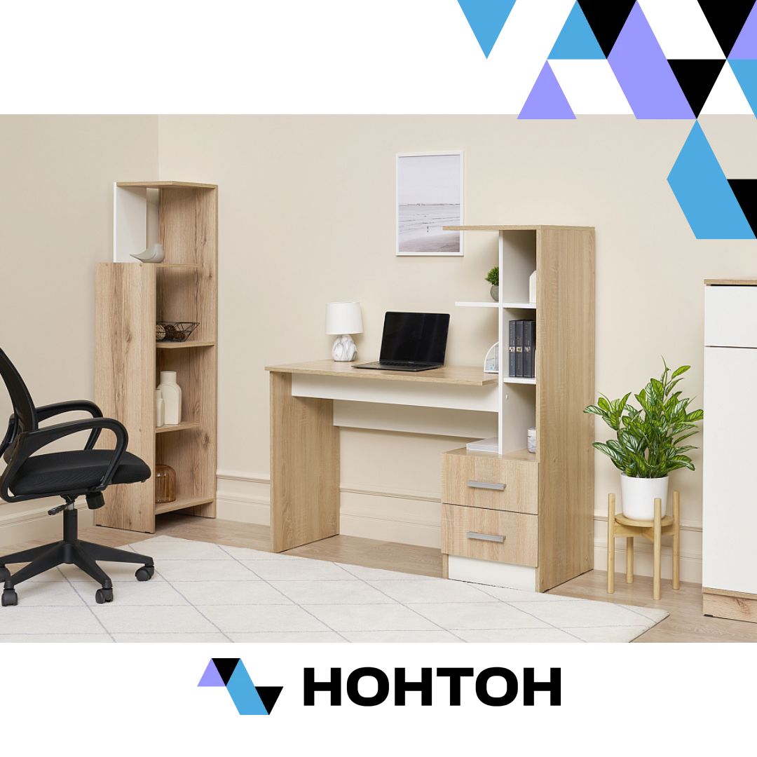 Стол компьютерный с надстройкой №2 дуб сонома / белый