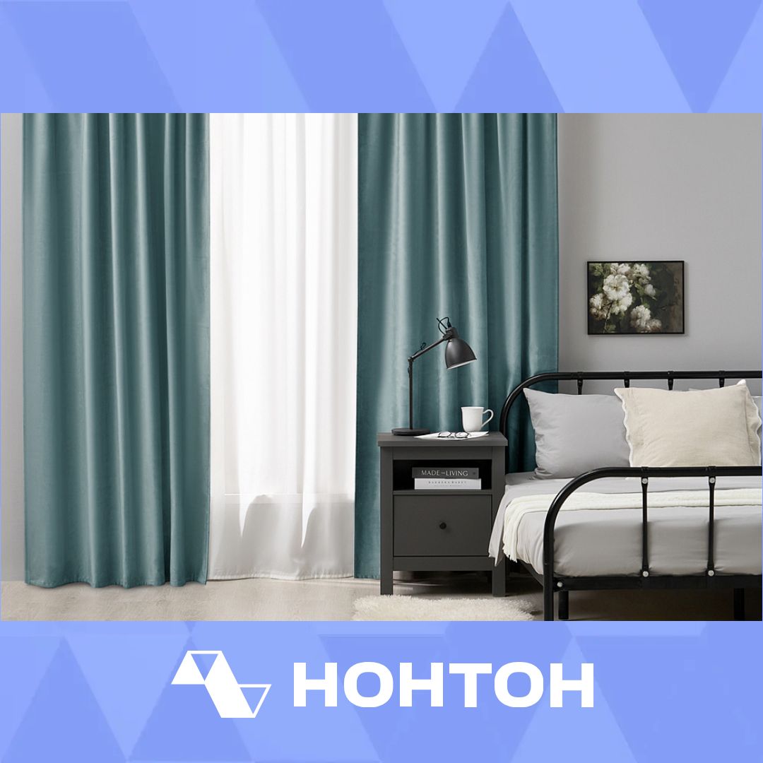 Комплект штор Эрилон блэкаут 145 см, в. 260/280 см, 2 шт., темно-бирюзовый