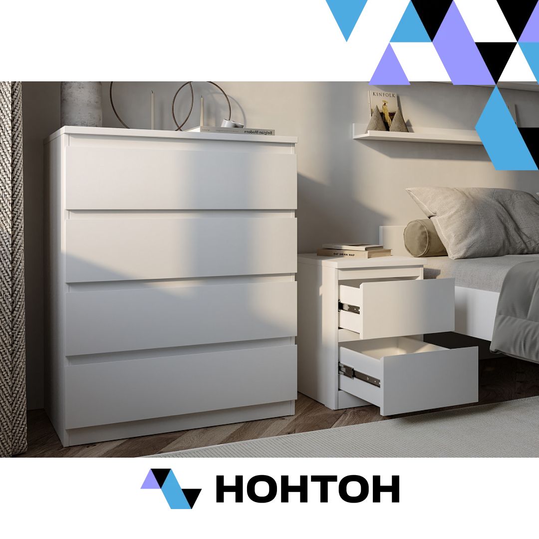 Комод высокий Мальта 4 ящика белый