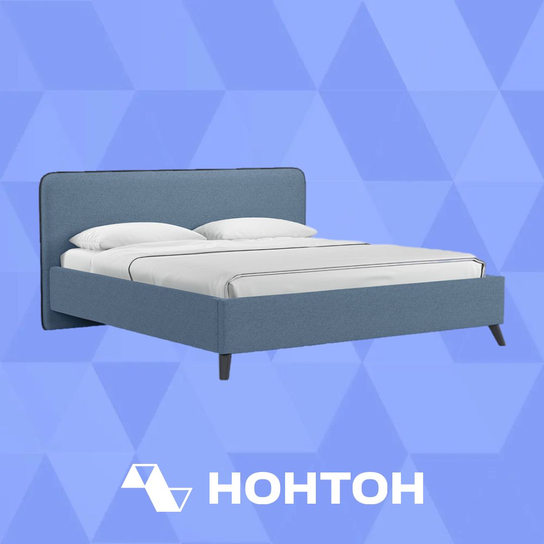 Кровать двуспальная Миа светло-синяя