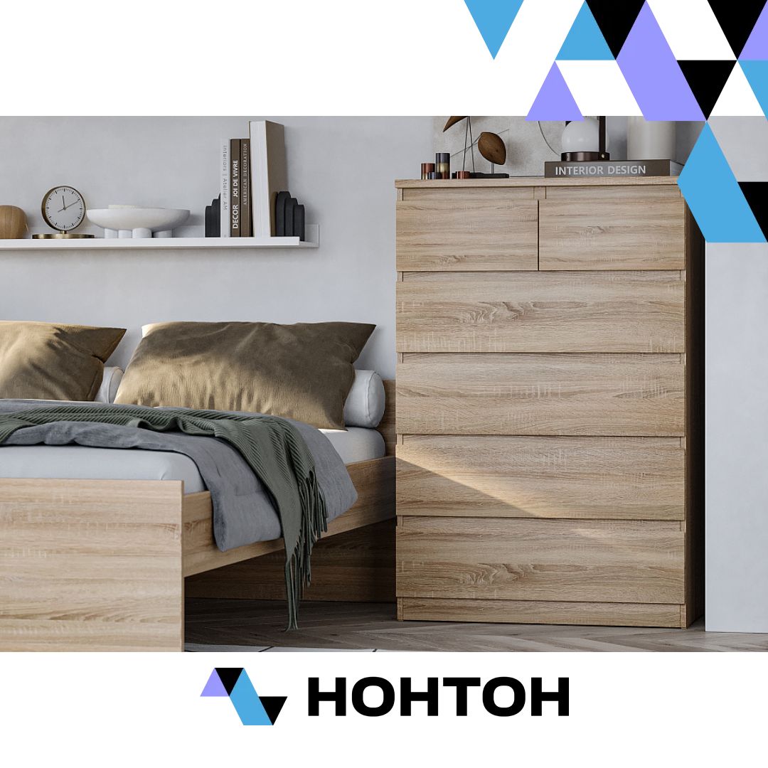 Комод высокий Мальта 6 ящиков сонома