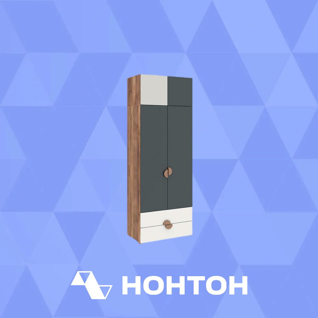 Шкаф двустворчатый с ящиками и антресолью Тризиль дуб барокко / зеленый камень / белый