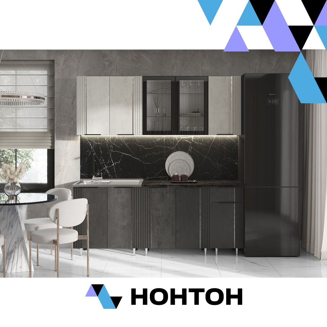 Кухня Виктория 2.0 м камень светлый / камень темный