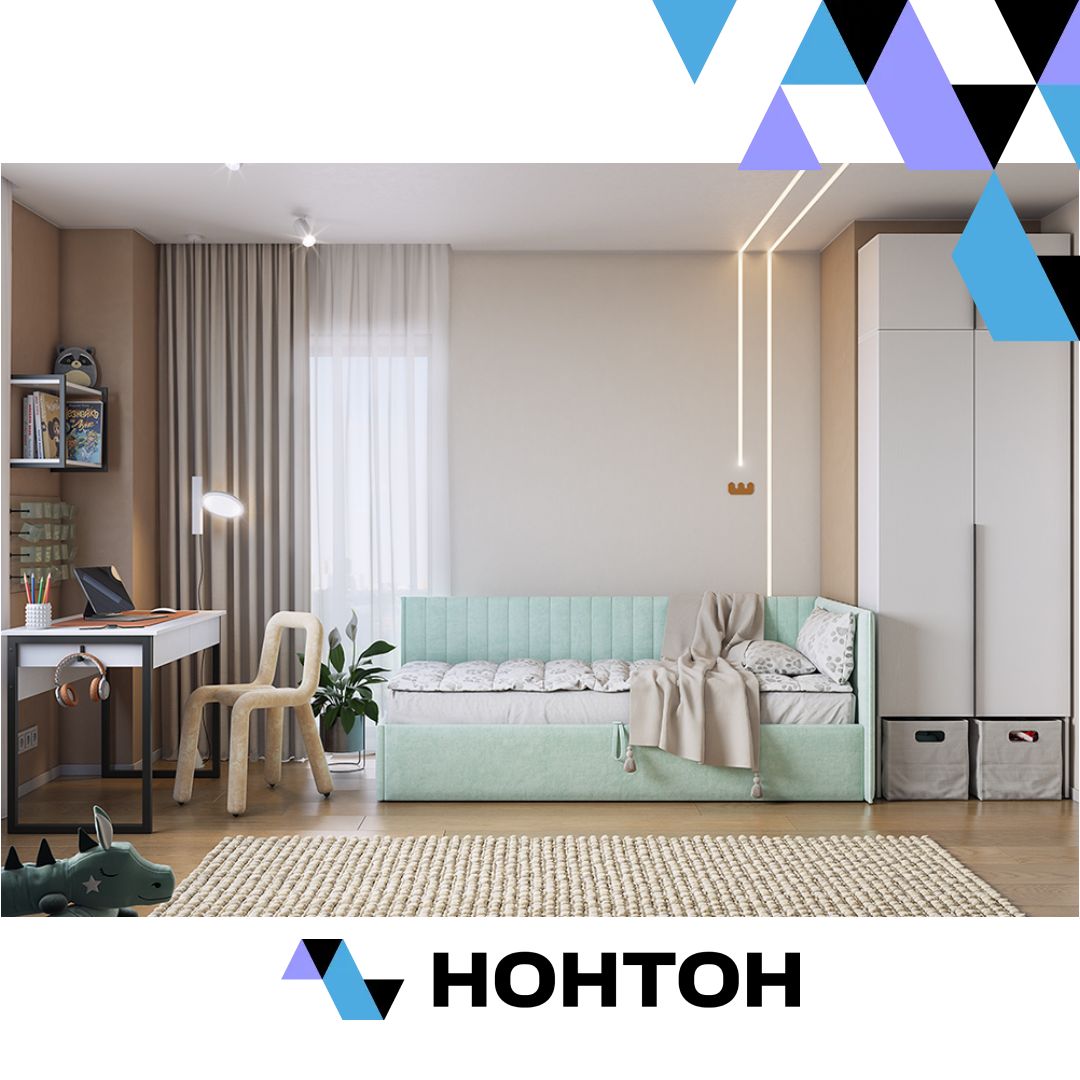 Детская Баско К1 белое дерево / черный муар / мята