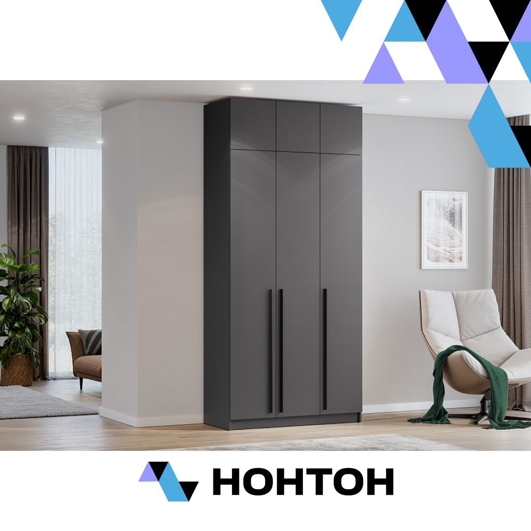 Шкаф Берген с антресолью серый графит