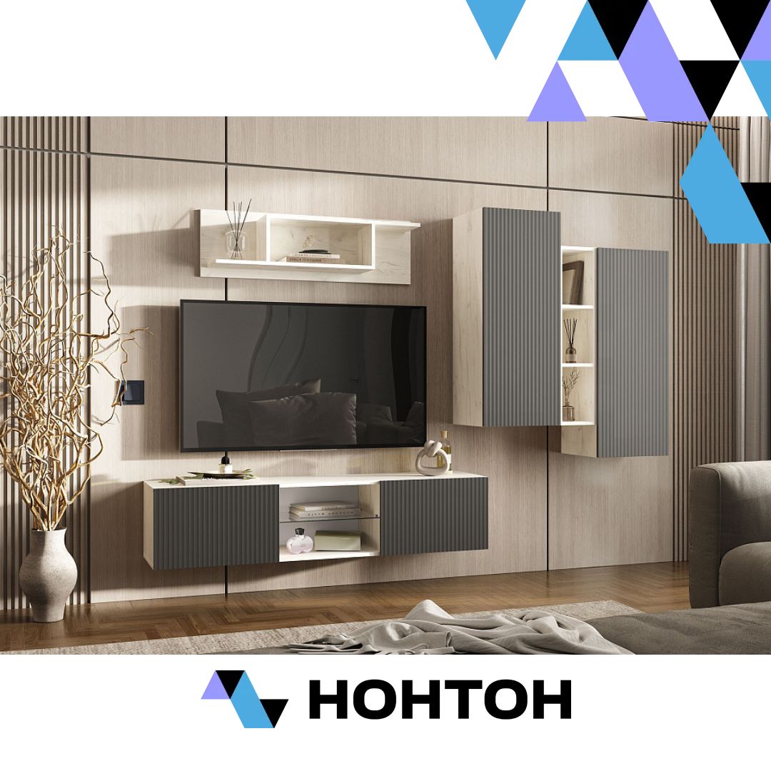 Гостиная Оскар №1 дуб крафт белый / графит