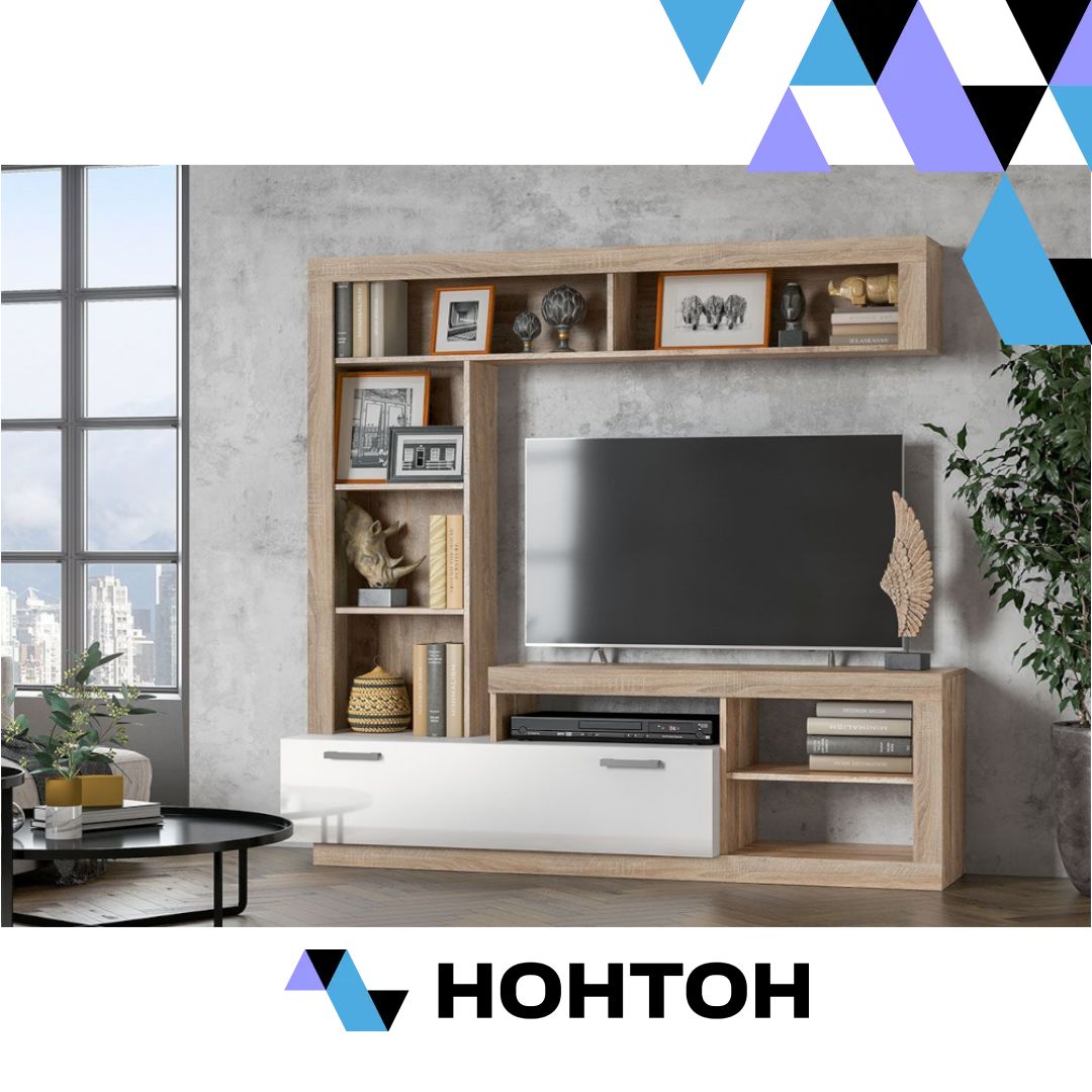 Центральная секция Ангара дуб сонома / белый глянец