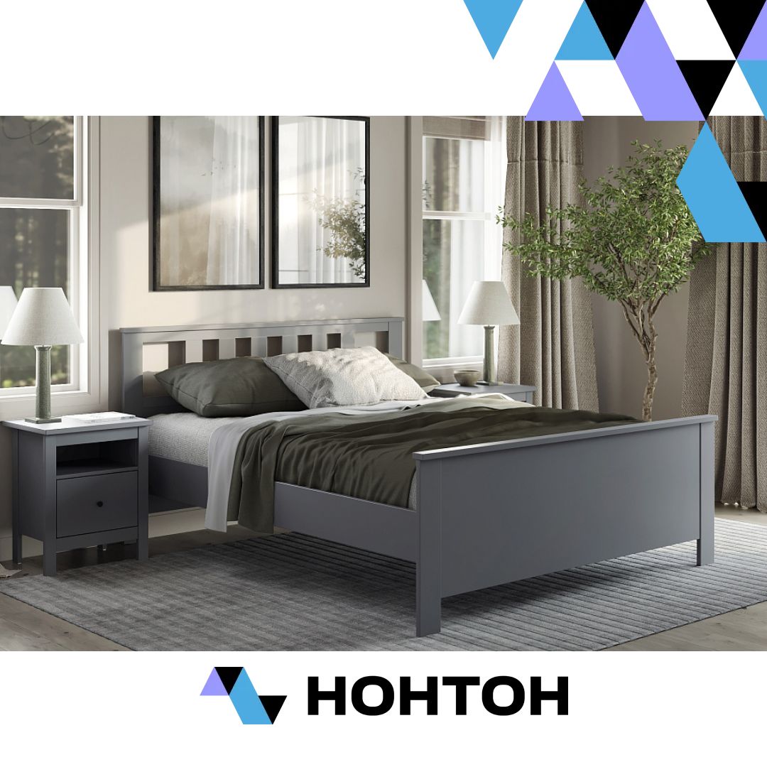 Кровать двухспальная Сага серая