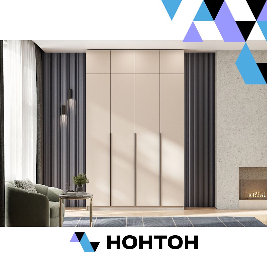 Шкаф 4-х створчатый Тивина с антресолью меланж