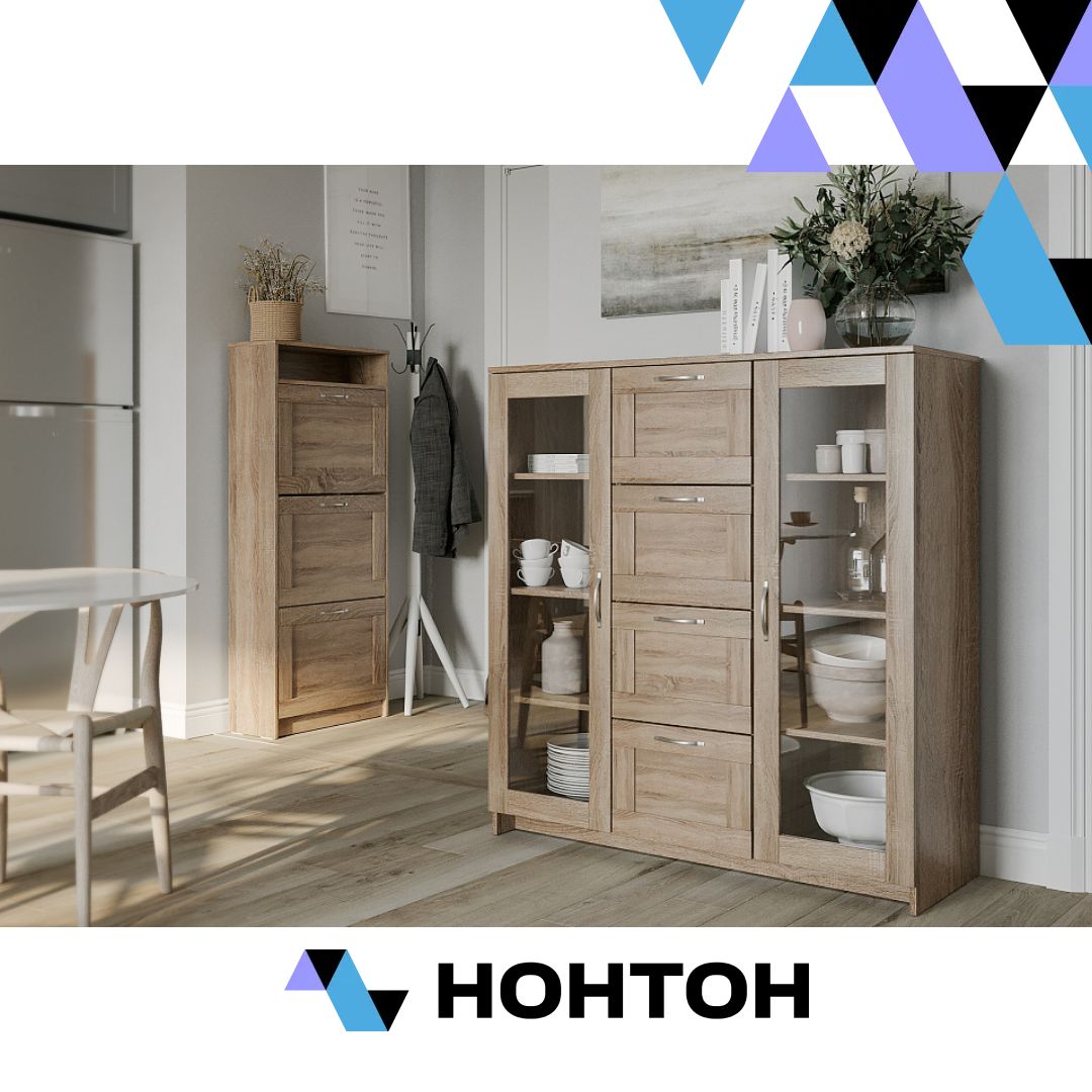 Шкаф-витрина Сириус 4 ящика сонома