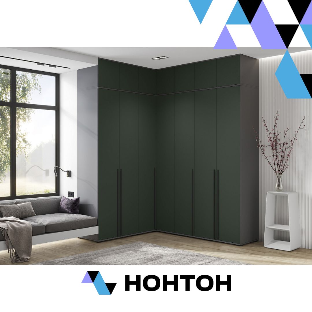 Комплект шкафов с антресолью Норд №4 графит / изумрудный