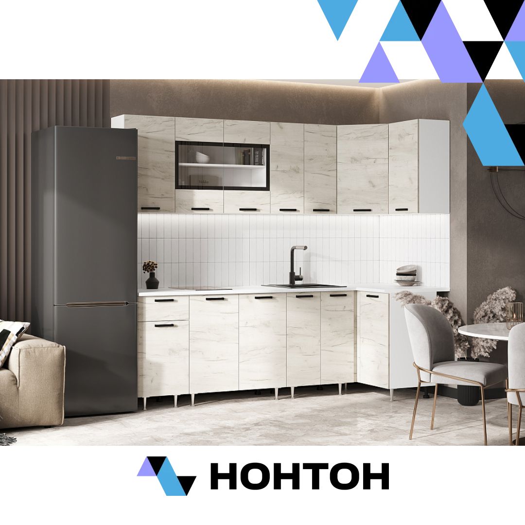 Кухня угловая Рио NEW 2.4 х 1.0 м дуб крафт белый