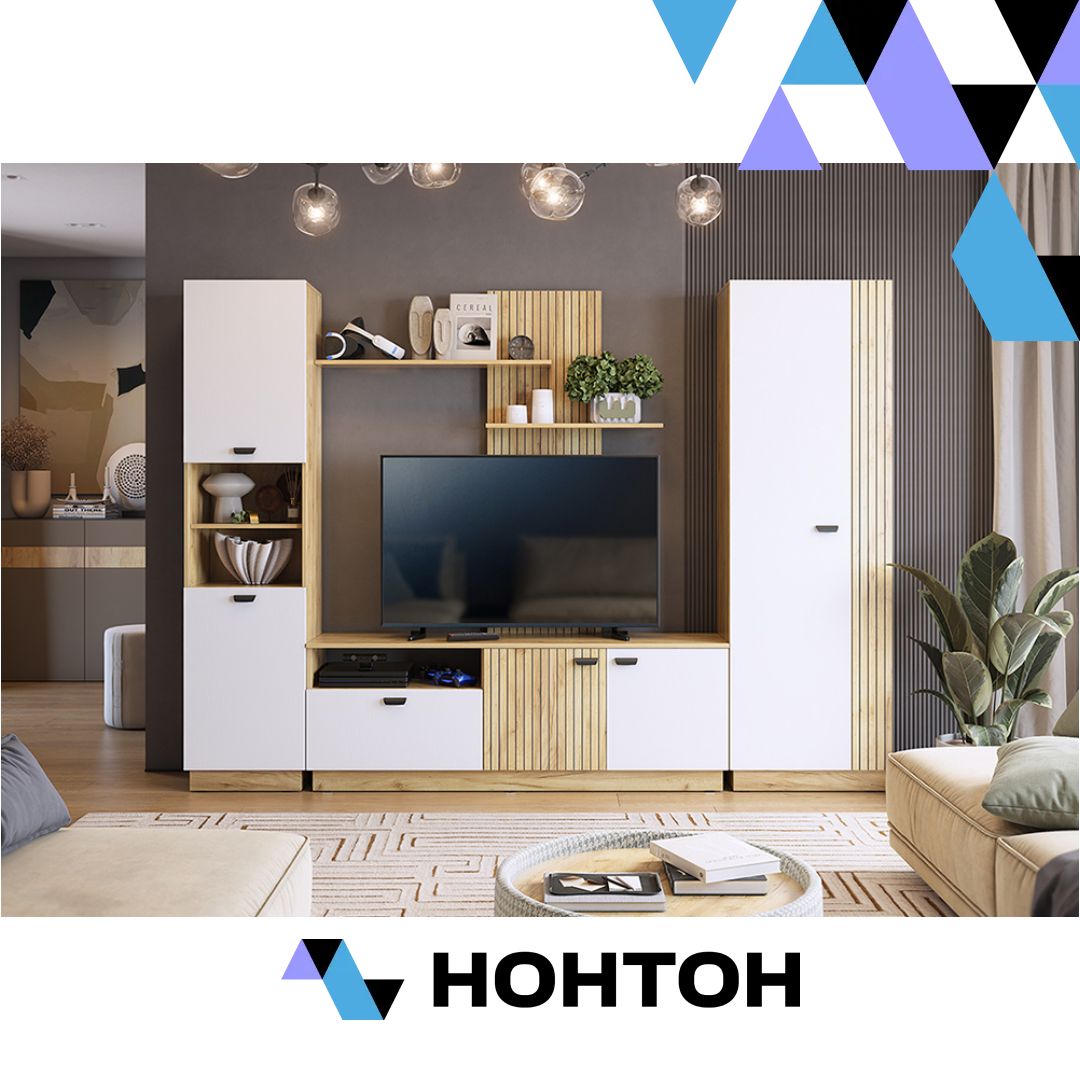 Гостиная Моди К2 дуб крафт золотой / белое дерево