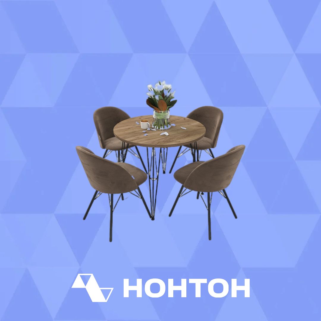 Обеденная группа SHT-DS238 дуб галифакс табак / кофейный ликер / черный муар