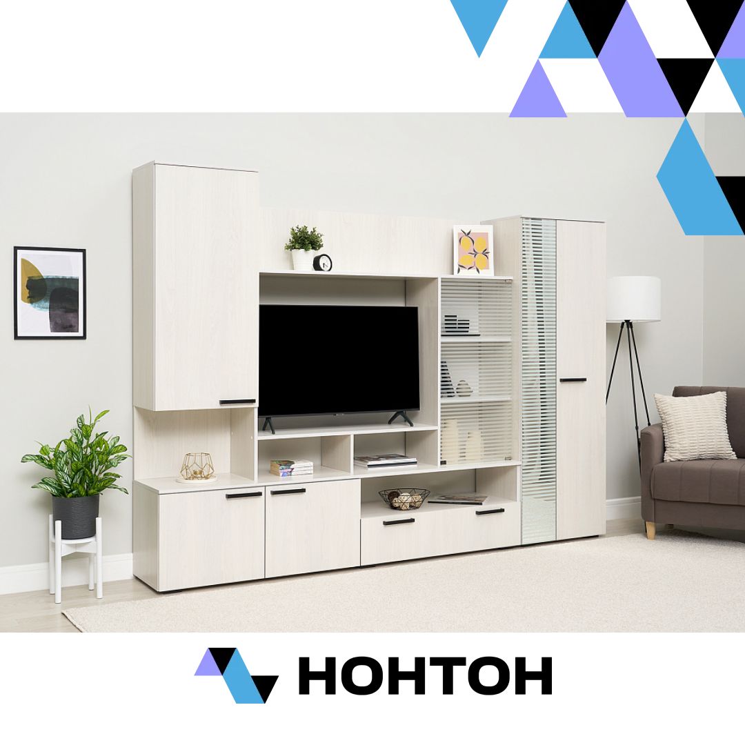 Гостиная Денди ГС-02 ясень белый