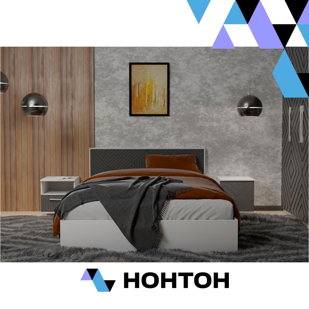 Кровать Копенгаген белый / серый графит