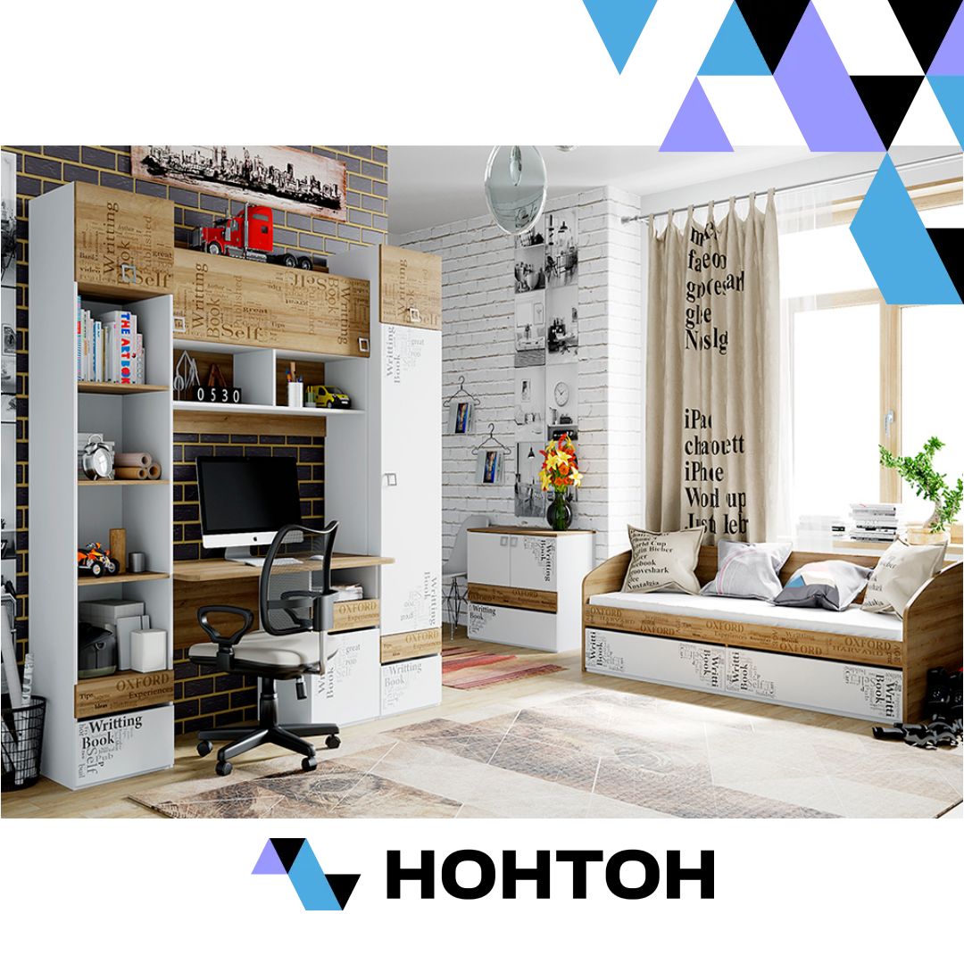 Спальный гарнитур Оксфорд №3 ривьера / белый с рисунком