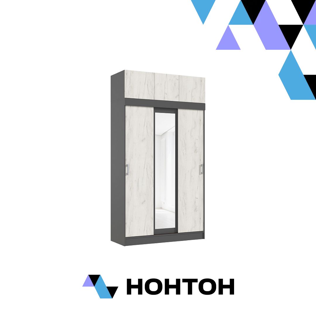 Шкаф-купе Теллин графит / дуб крафт белый