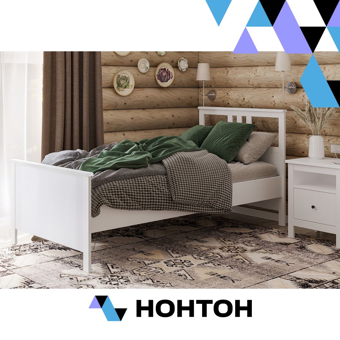 Кровать односпальная Сага белая