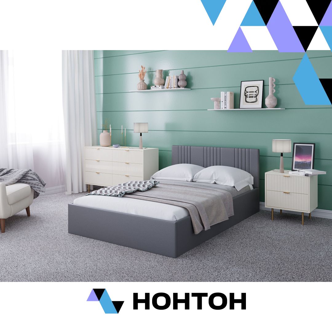 Кровать односпальная Амелия серая