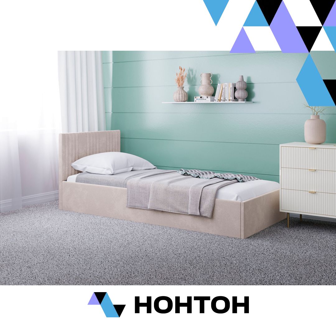 Кровать односпальная Амелия велюр бежевый