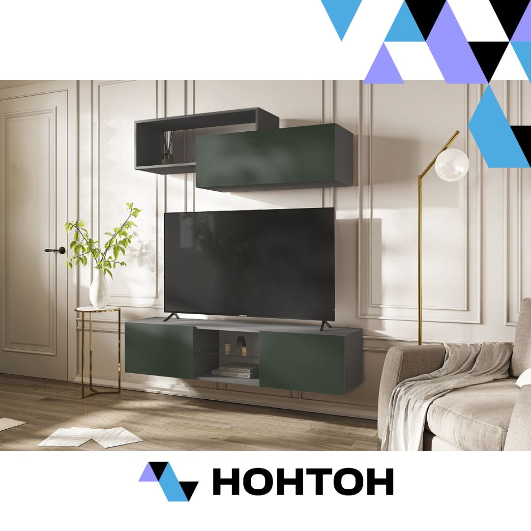 Гостиная Норд №1 графит / изумрудный