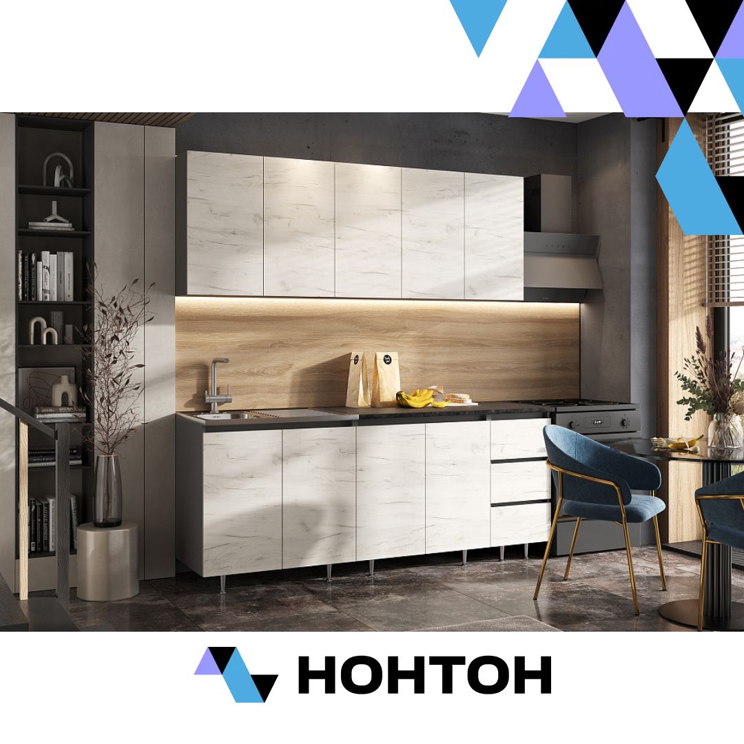 Кухня Челси 2.0 м графит / дуб крафт белый