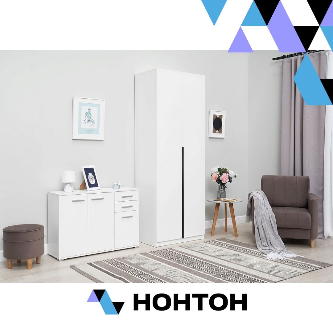 Шкаф 2-х створчатый Тивина белый текстурный