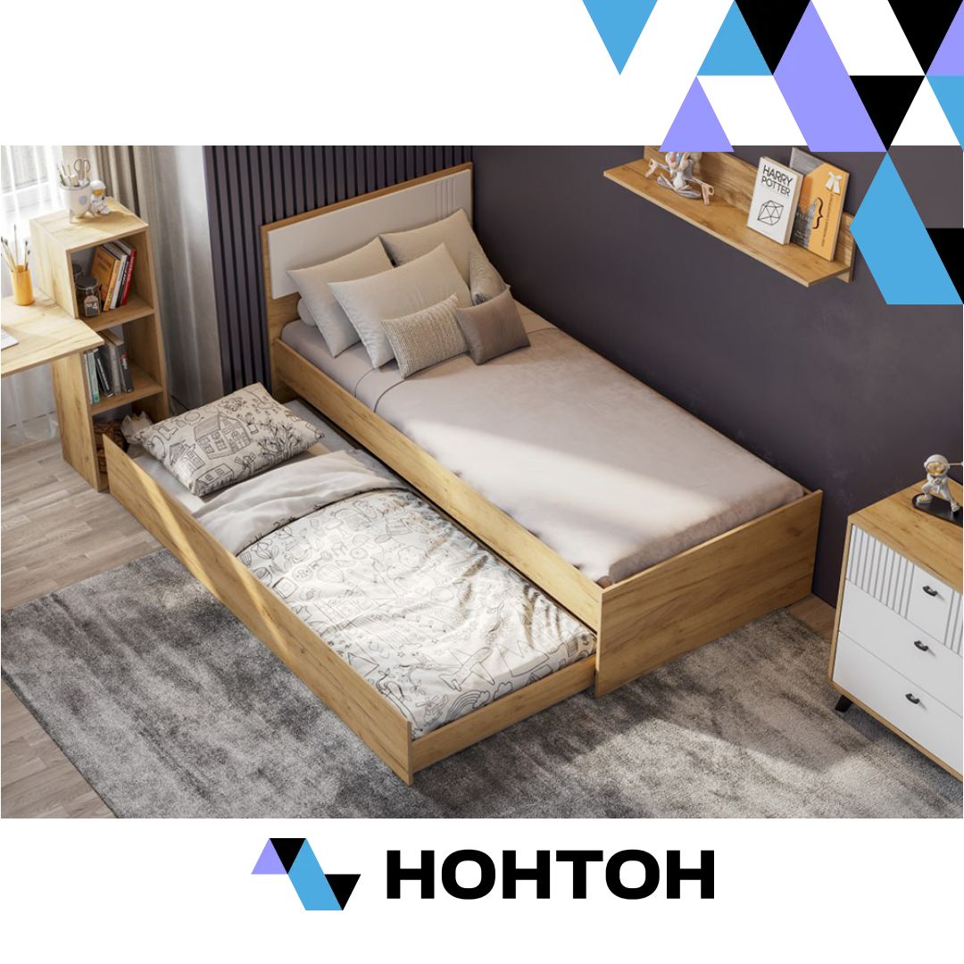 Кровать Ливенто с выкатным местом дуб золотой / белый матовый