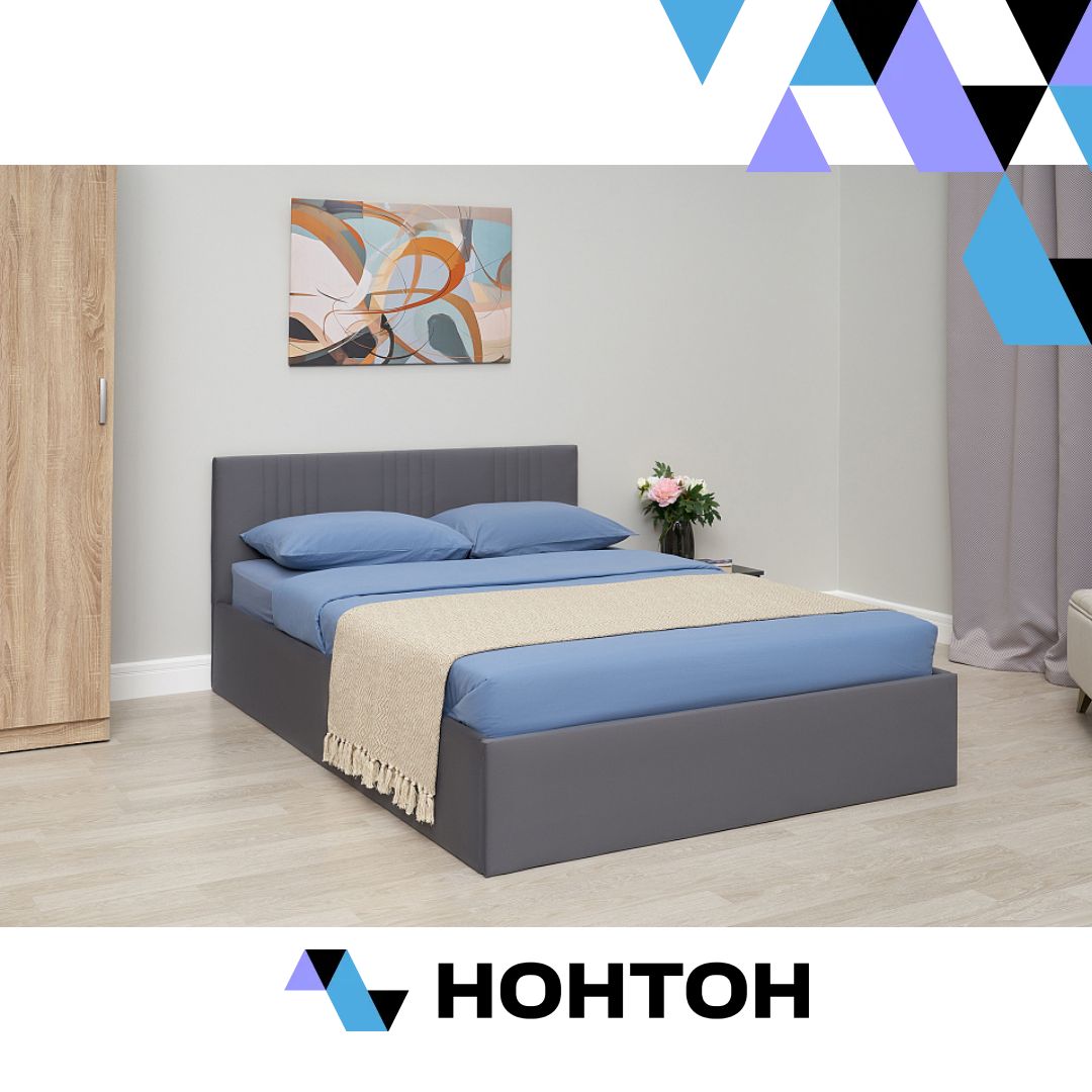 Кровать Амелия велюр серый