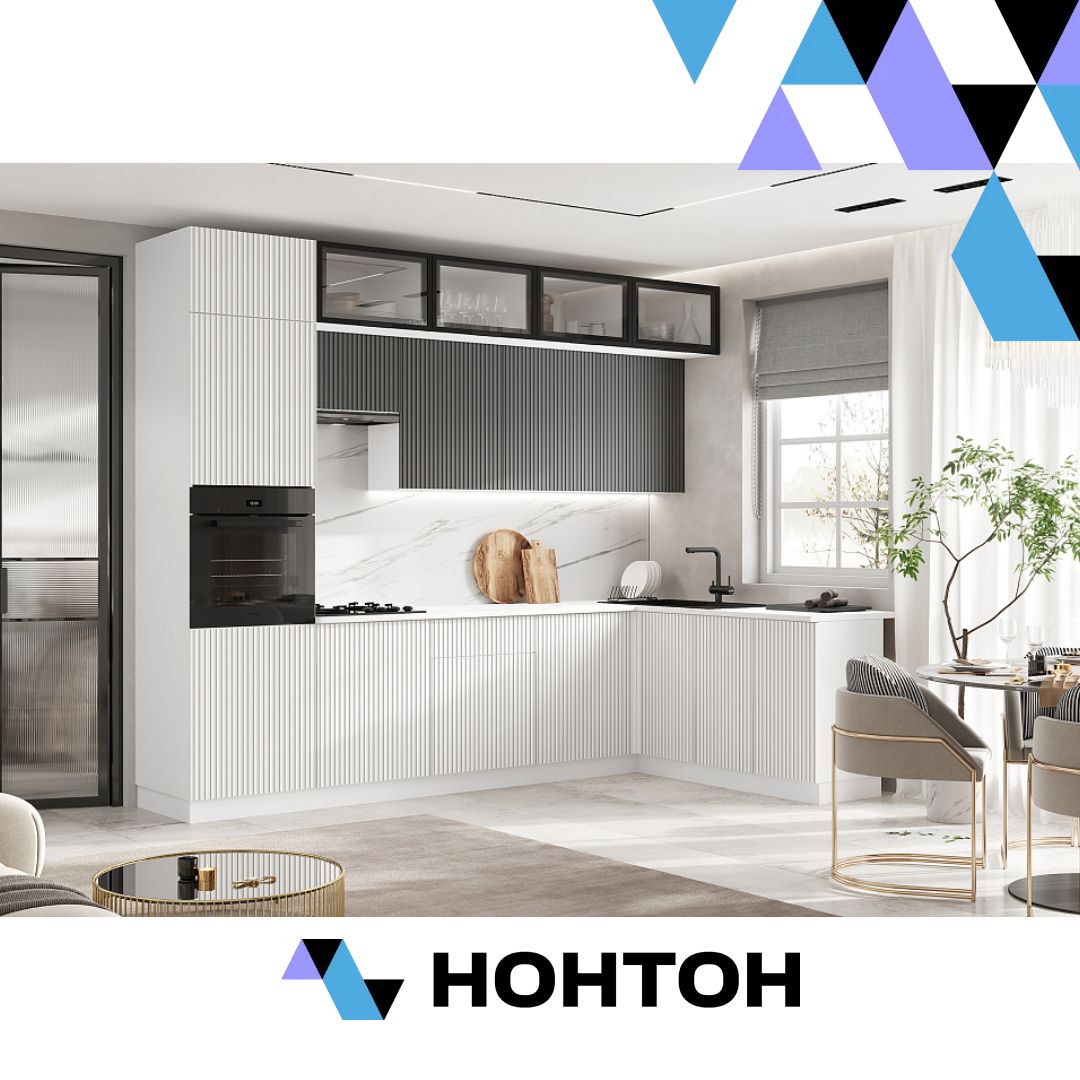 Кухня угловая Оливия New 3.0х1.8 м Компоновка №4 белый снег софт / графит софт new