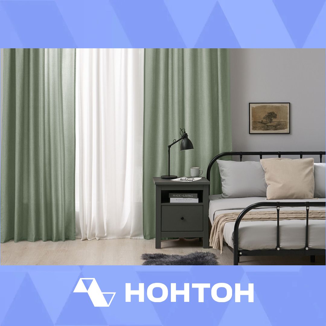 Комплект штор Лингора портьеры 145 см, в. 260/280 см, 2 шт., зеленый