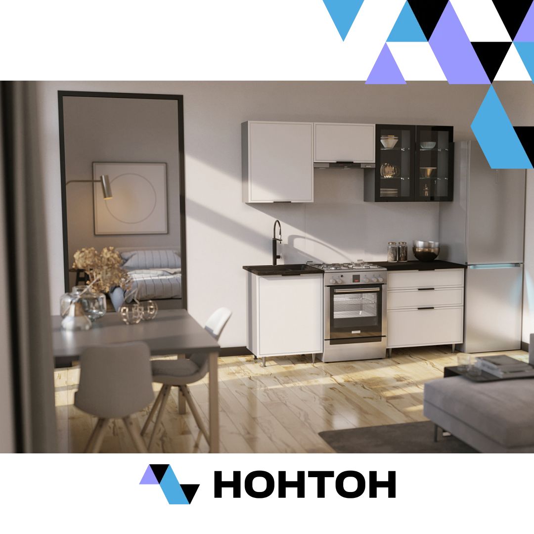 Кухня Николь 2.0 м компоновка №2 холст белый