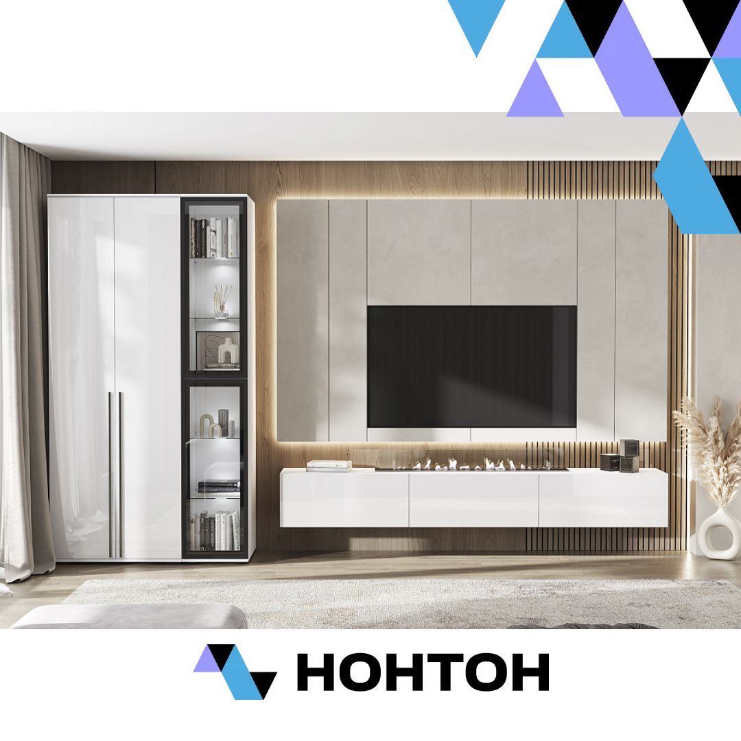 Гостиная Норд №3 белый / белый глянец холодный