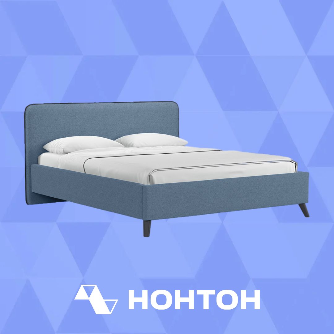 Кровать двуспальная Миа светло-синяя