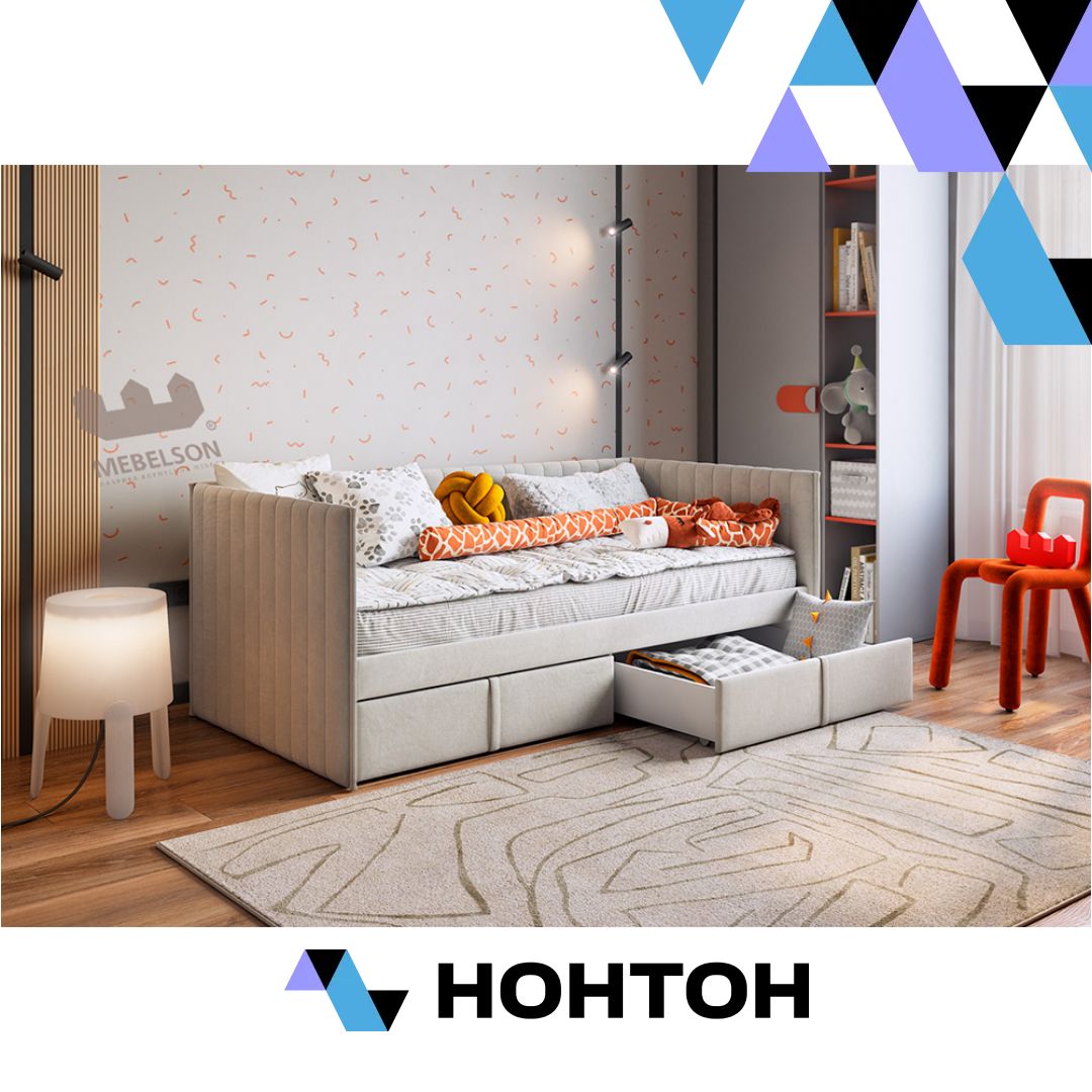 Софа с ящиками Твикс велюр галька