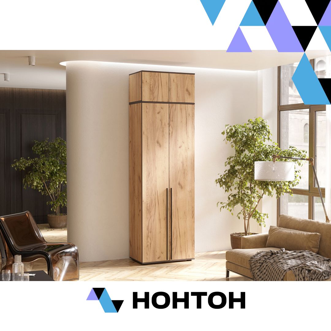 Шкаф 2-х створчатый с антресолью Норд дуб крафт