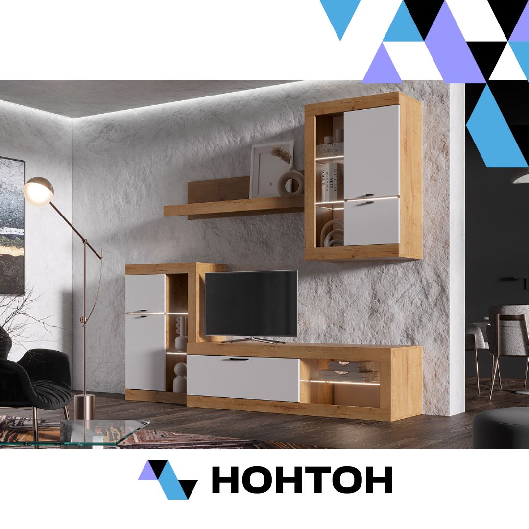 Гостиная Прага №2 дуб делано / белый гладкий