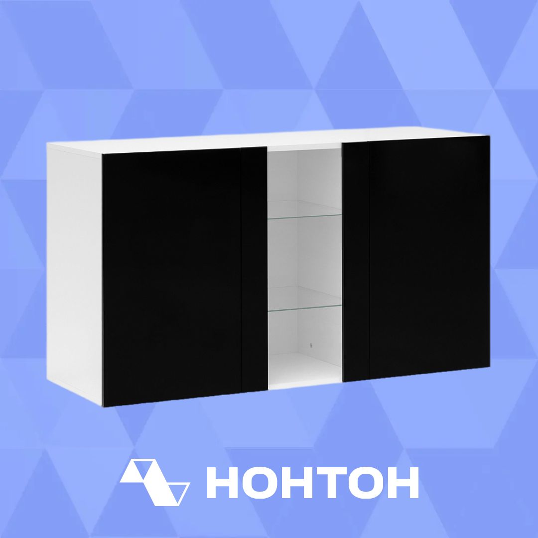 Тумба навесная Флорис черный глянец / белый