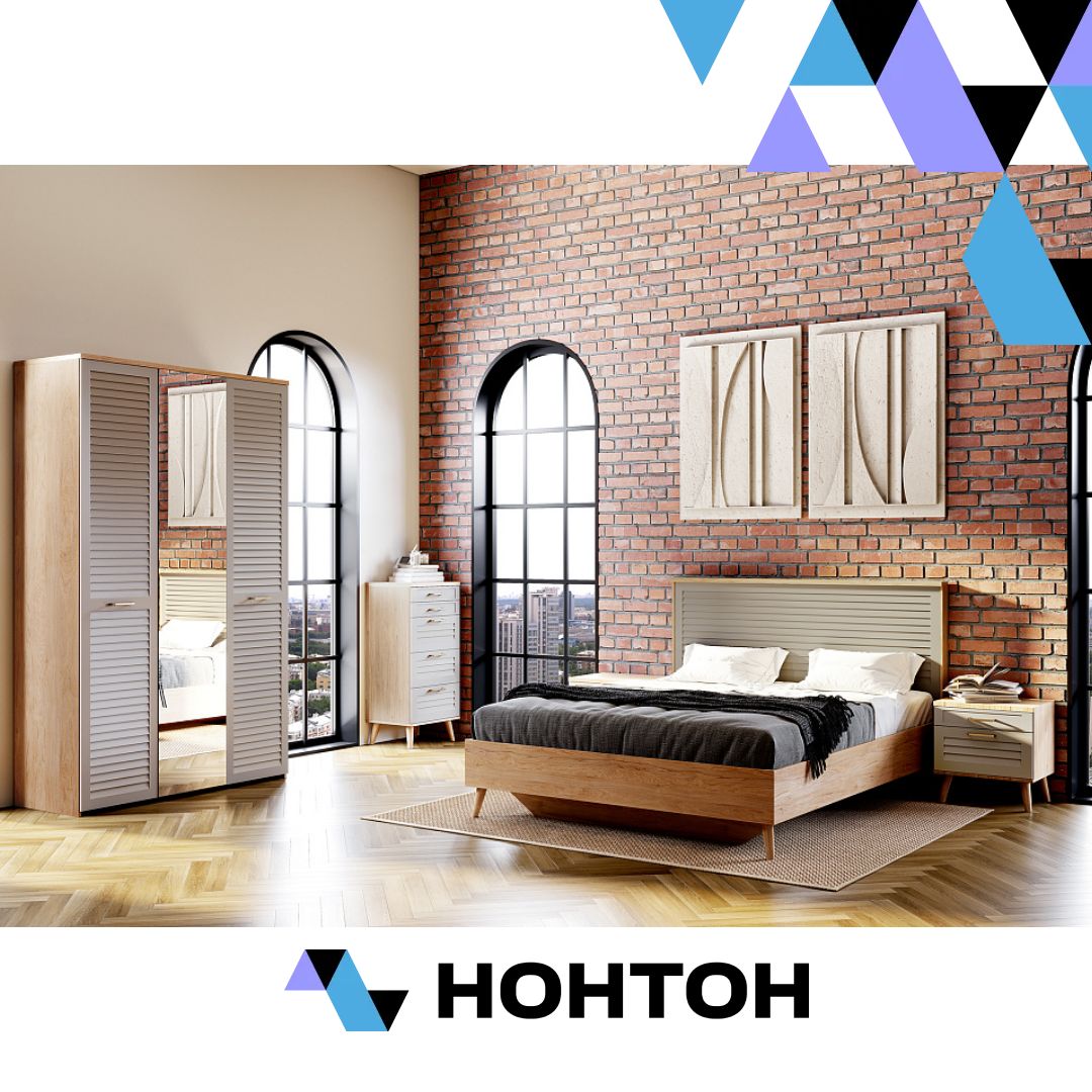 Спальня Гавана 1 дуб натуральный светлый / светло-серый софт