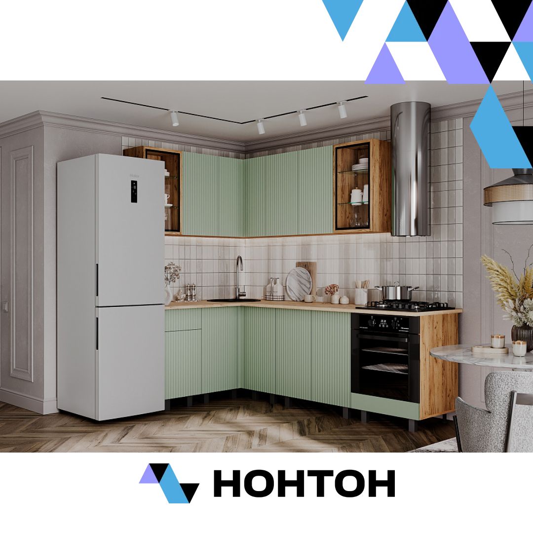 Кухня Оливия new 1.4х2.4 м олива софт / дуб крафт